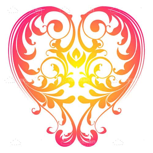 Colorful Heart with Floral Pattern